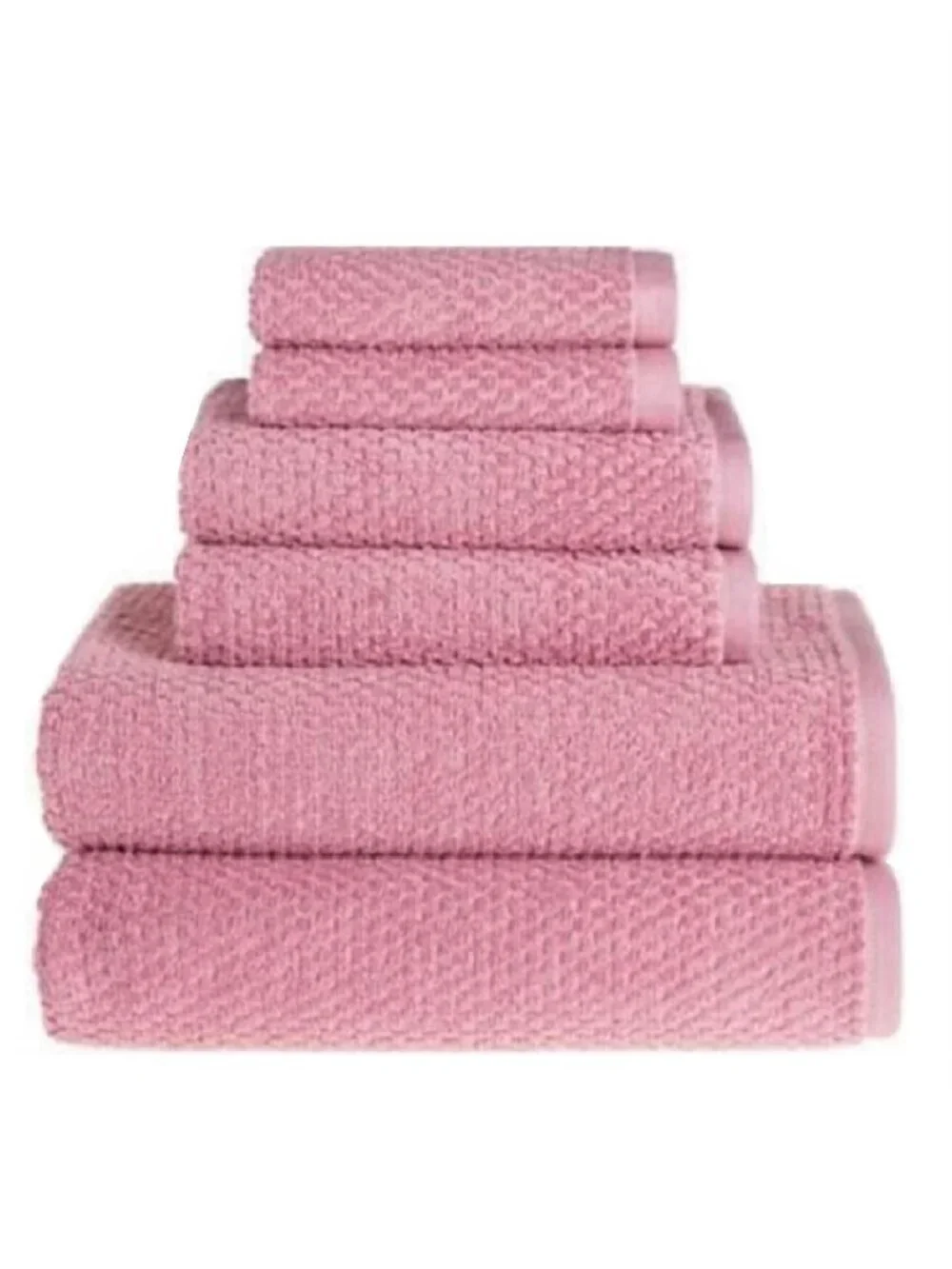 6-pc MAUVE PINK Wild Sage Savannah Quick Dry 90% Cotton Towel Set BATH HAND WASH